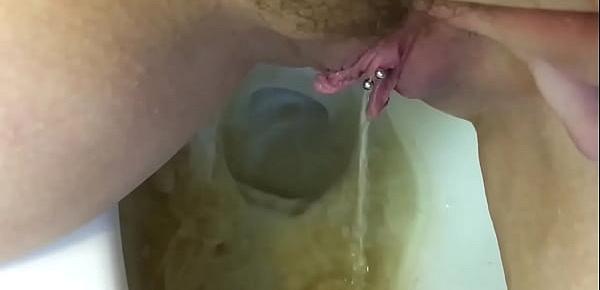  Stare at my pretty feet and pussy while on toilet